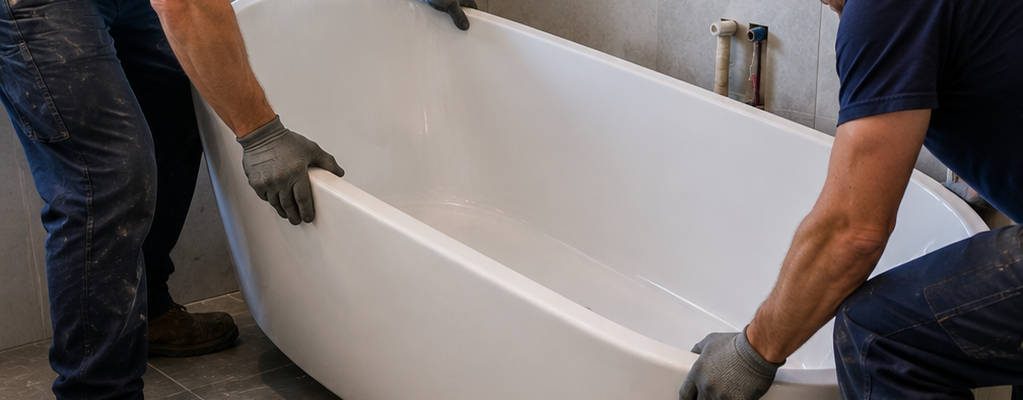installing bath tub