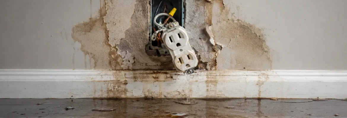 Water leakage and open electrical outlet